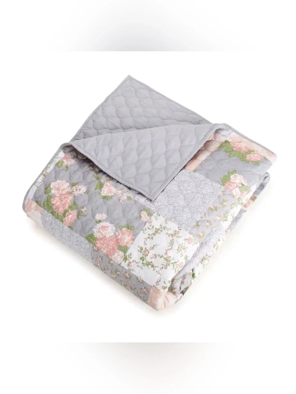 King 3pc La Flor Quilt Set Blush/Gray - Modern Heirloom